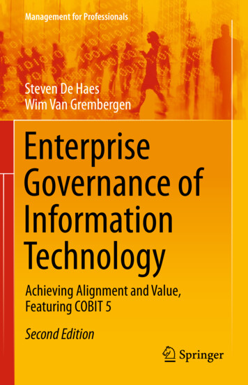 Steven De Haes Wim Van Grembergen Enterprise Governance 