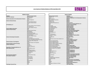 List Of Imprints Of Publisher Members Of STM Revised 