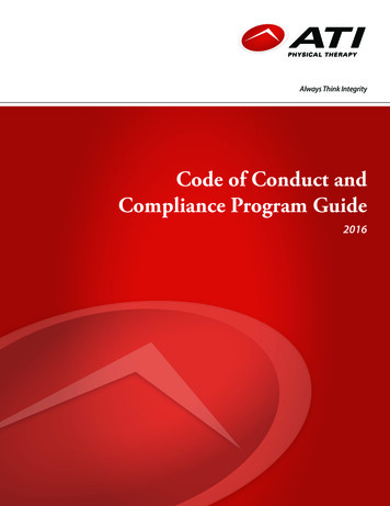 Code Of Conduct And Compliance . - ATI Physical Therapy