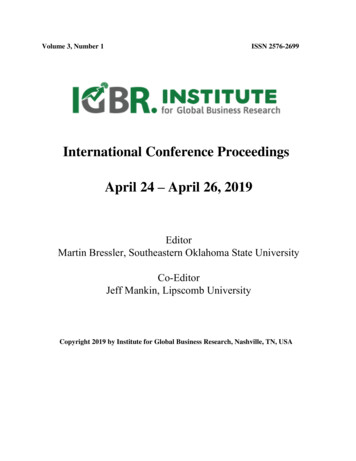2019 April Conference Proceedings - Institute For Global Business Research