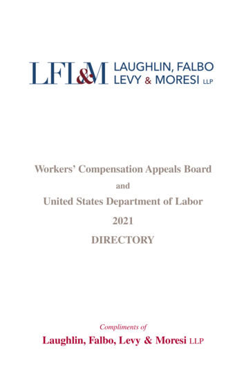 United States Department Of Labor 2021 DIRECTORY Laughlin, Falbo, Levy .