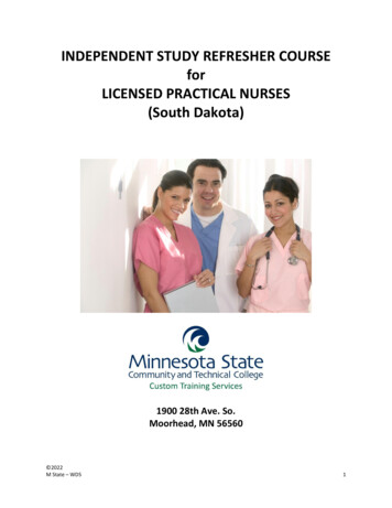 INDEPENDENT STUDY REFRESHER COURSE For LICENSED PRACTICAL NURSES (South .