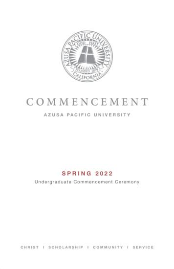 Spring 2022 Ungergraduate Commencement Program - Azusa Pacific University