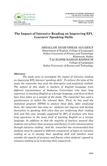 The Impact Of Intensive Reading On Improving EFL 