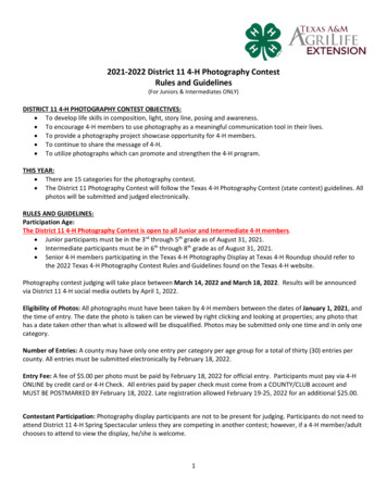 2021-2022 District 11 4-H Photography Contest Rules And .