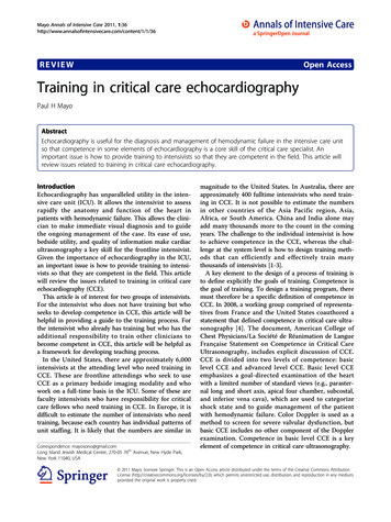 REVIEW Open Access Training In Critical Care 