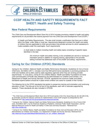 CCDF Health And Safety Requirements Fact Sheet: Health 