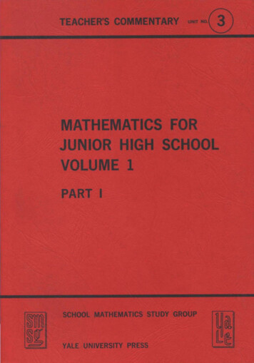 Mathematics For Junior High School Volume 1 Part I