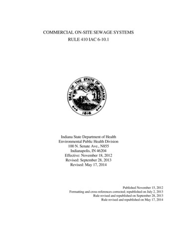 COMMERCIAL ON-SITE SEWAGE SYSTEMS RULE 410 IAC 6-10 - Indiana