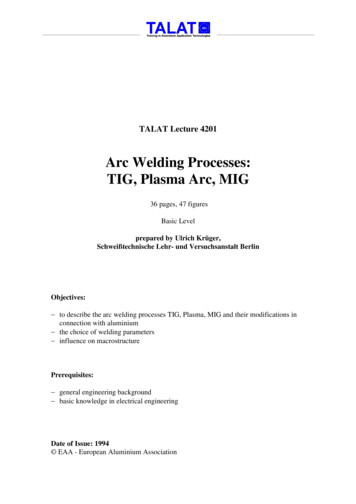 Arc Welding Processes: TIG, Plasma Arc, MIG