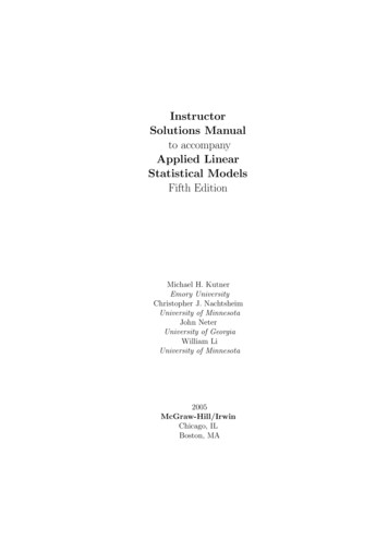 Instructor Solutions Manual To Accompany Applied Linear .