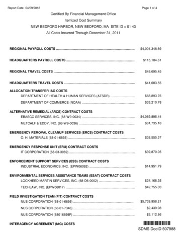 Certified Cost Summaries: All Costs Incurred Through 12/31/2011