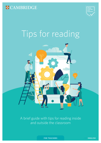 Tips For Reading - Cambridge Assessment English
