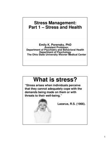 The Management Of Stress - OSU Center For Continuing .