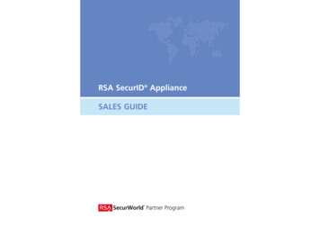 RSA SecurID Appliance SALES GUIDE