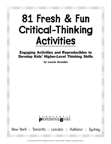 81 Fun Critical Thinking Activities - VIDEA