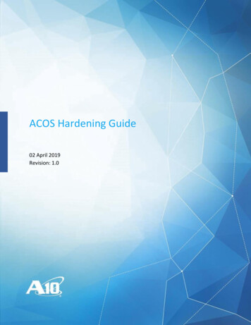 ACOS Hardening Guide - A10 Networks