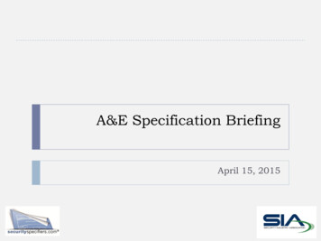 A&E Specification Briefing - Security Industry