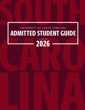 University Of South Carolina Admitted Student Guide