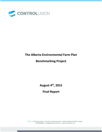 The Alberta Environmental Farm Plan Benchmarking Project .