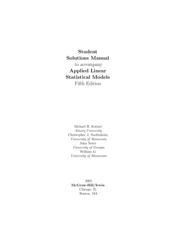 Student Solutions Manual To Accompany Applied Linear .