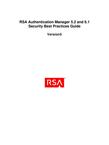 RSA Authentication Manager 5.2 And 6.1 Security Best .
