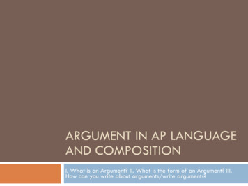 ARGUMENT IN AP LANGUAGE AND COMPOSITION