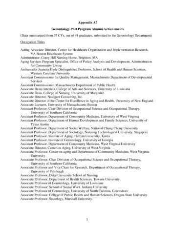 Appendix A7 Gerontology PhD Program Alumni Achievements - Umb.edu