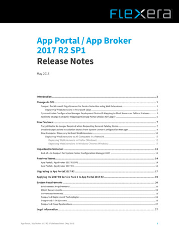 App Portal / App Broker 2017 R2 SP1 Release Notes - Flexera