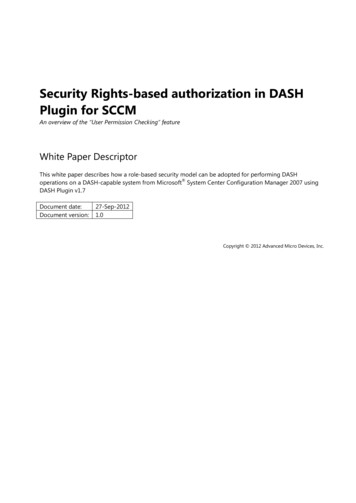 Security Rights-based Authorization In DASH Plugin For SCCM