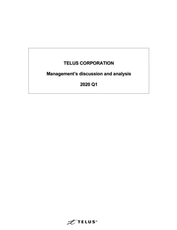 TELUS CORPORATION Management's Discussion And Analysis 2020 Q1