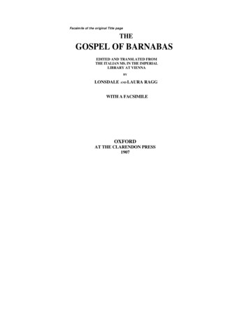 Facsimile Of The Original Title Page THE GOSPEL OF BARNABAS