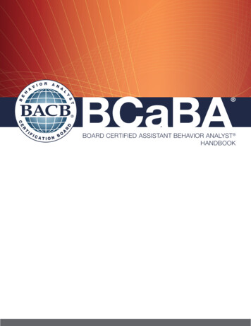 Board Certified Assistant Behavior Analyst Handbook