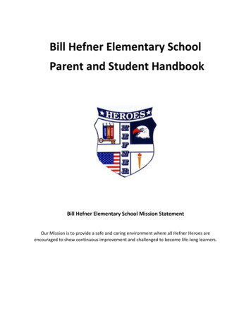 Bill Hefner Elementary School Parent And Student Handbook