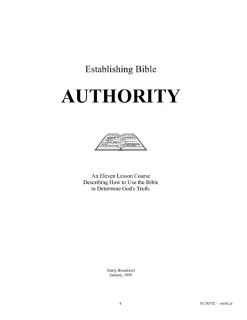 Establishing Bible AUTHORITY