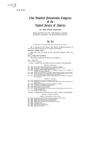 One Hundred Seventeenth Congress Of The United States Of America - NACo