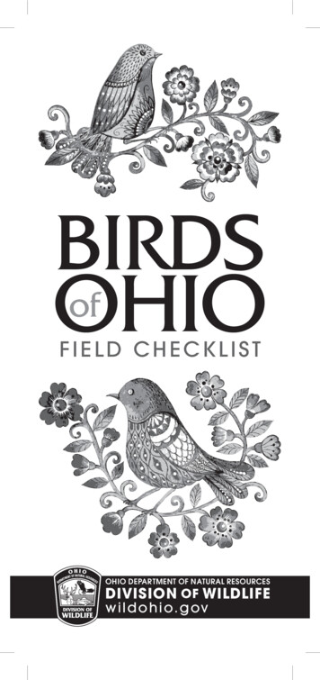 BIRDS OHIO Of - Ohio Department Of Natural Resources