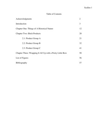 Scallen 1 Table Of Contents Acknowledgments 2