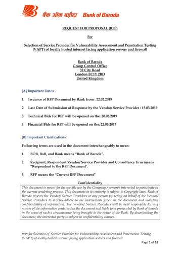 REQUEST FOR PROPOSAL (RFP) For (VAPT) Of Locally . - Bank Of Baroda