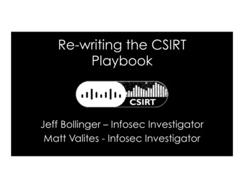 Re-writing The CSIRT Playbook - FIRST