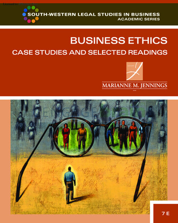Business Ethics Case Studies And Selected Readings 7th 