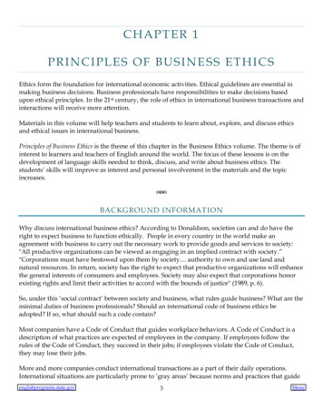 CHAPTER 1 PRINCIPLES OF BUSINESS ETHICS