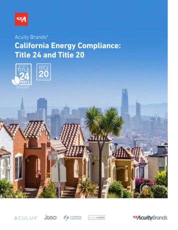 Acuity Brands California Energy Compliance: Title 24 And .