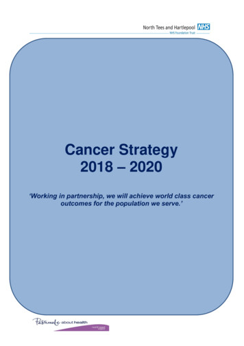 Cancer Strategy 2018 2020 - North Tees And Hartlepool NHS Foundation Trust