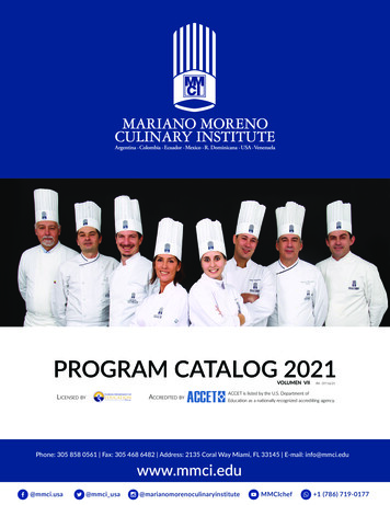 PROGRAM CATALOG 2021 - Mariano Moreno Culinary 