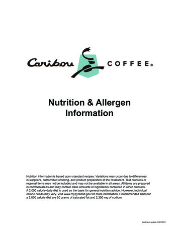 Nutrition & Allergen Information - Caribou Coffee