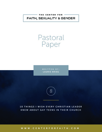 Pasto Ral Paper - The Center For Faith, Sexuality & Gender
