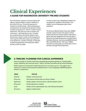 Clinical Experiences: A Guide For Washington University .