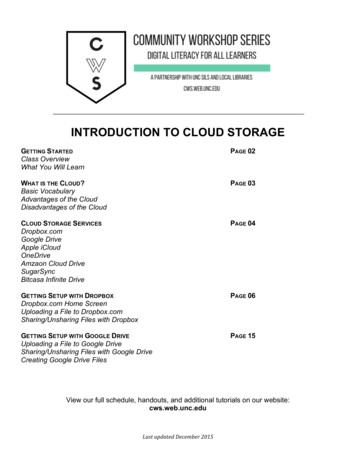 INTRODUCTION TO CLOUD STORAGE - University Of North .