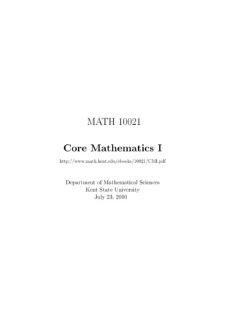 MATH 10021 Core Mathematics I